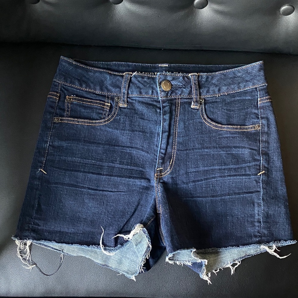 American Eagle Outfitters Super Stretch Dark Blue Jean Shorts